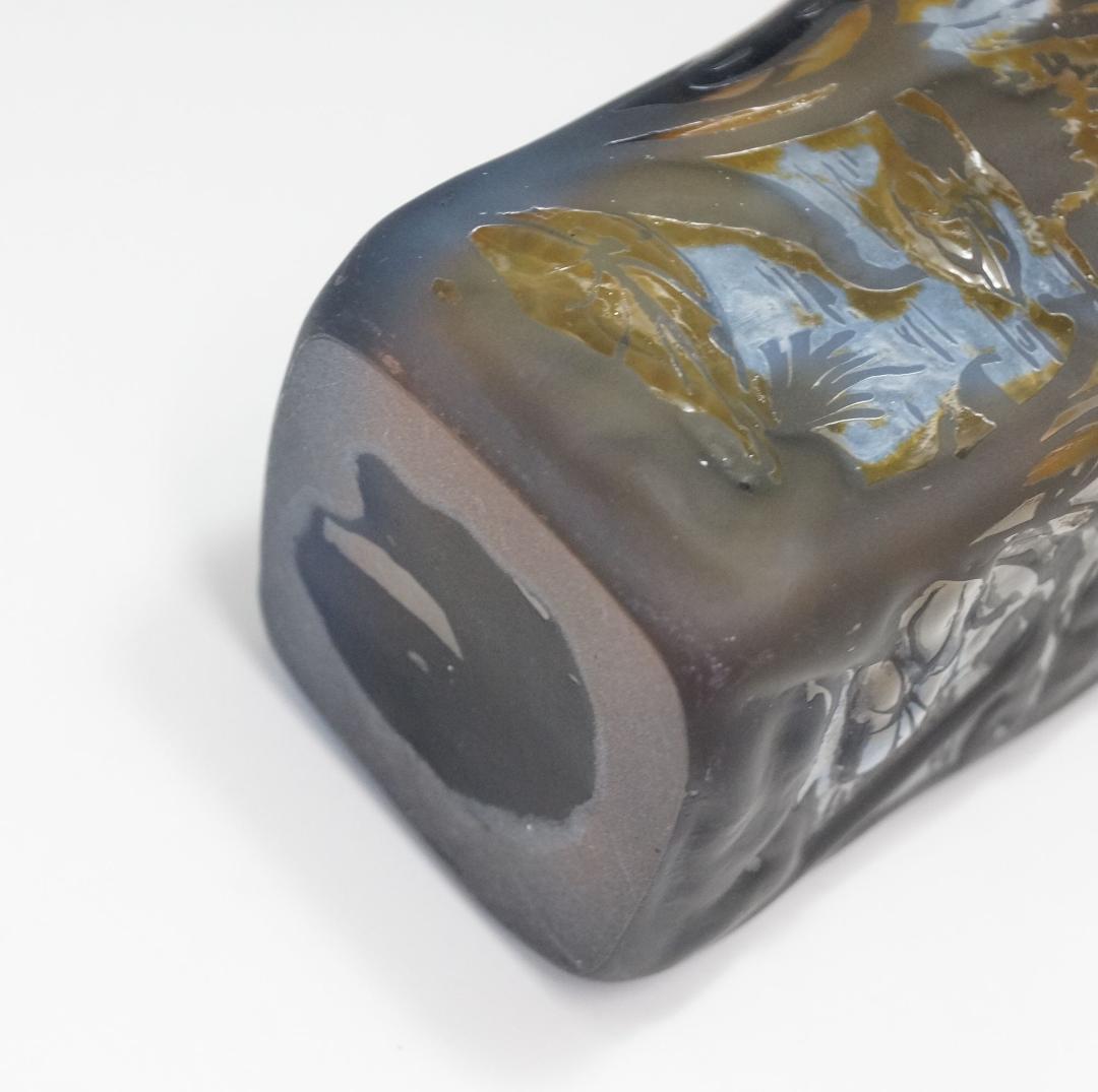 【証明書】 エミール　ガレ　特大　蜻蛉文　花器　花瓶　技法スフレ　被せガラス