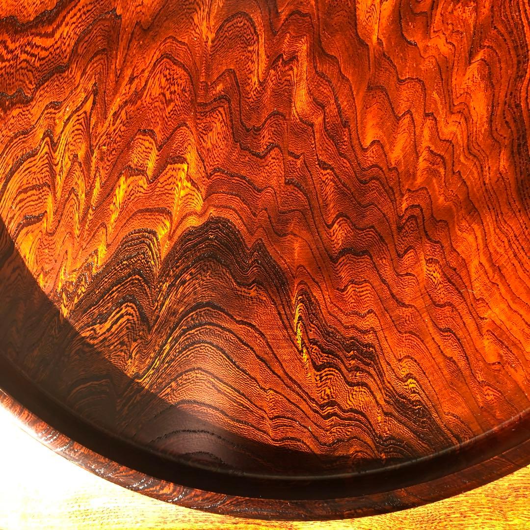 希少【特大47.5cm】天然木 お盆 欅 漆塗り 伝統工芸品 木目 美品