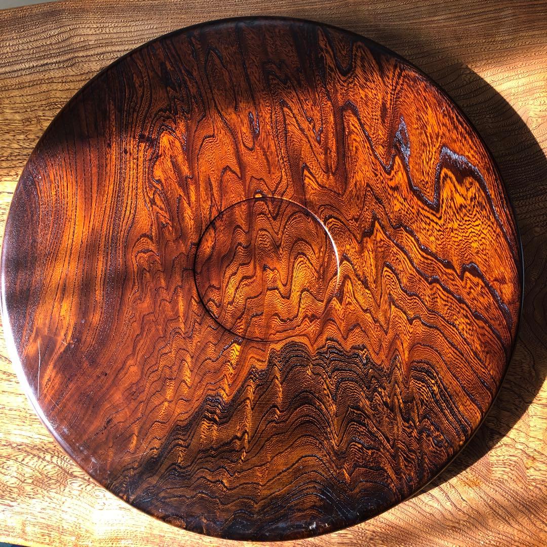 希少【特大47.5cm】天然木 お盆 欅 漆塗り 伝統工芸品 木目 美品