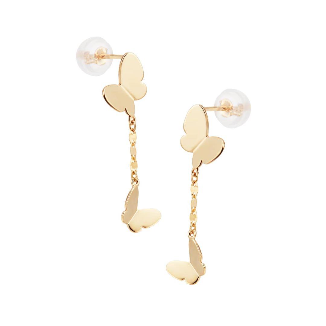 【美品】TSUTSUMI 10金 YG 蝶モチーフ ピアス