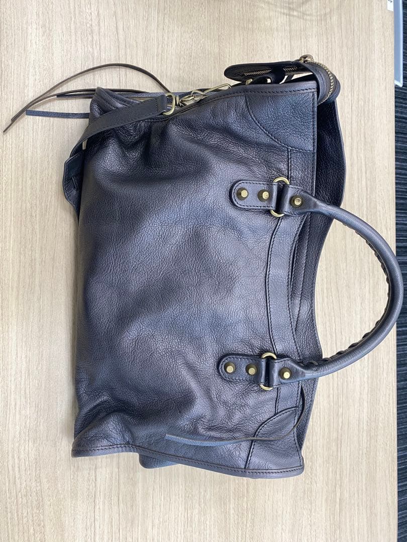 バレインシアガ　ダークグレー レザー ショルダーバッグ