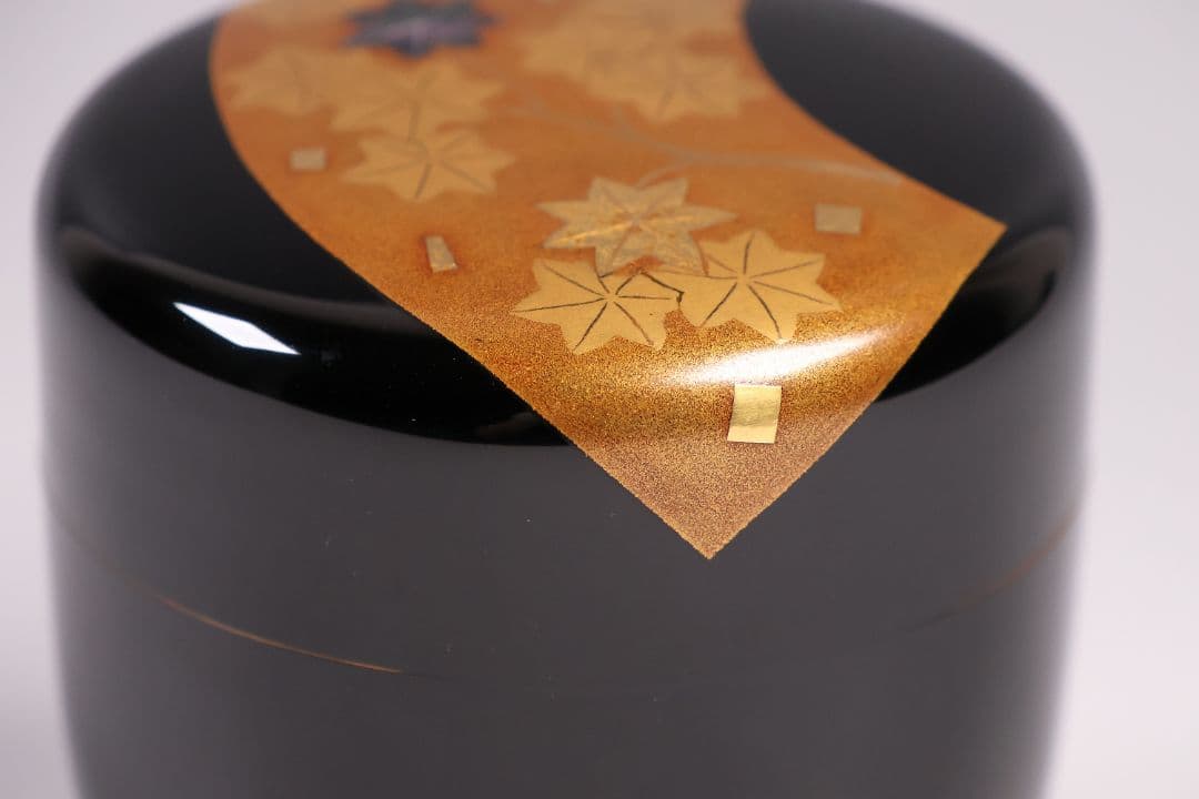 MA741 茶道具 輪島塗 一后一兆 立田川 大棗 金蒔絵 螺鈿 扇面 紅葉