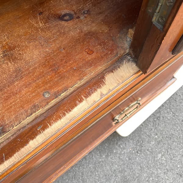 アンティーク　ミラー付きキャビネット　タンス　ワードローブ　大型　本棚