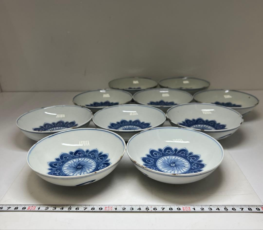 中国清時代　雅在銘　古染付青花鉢10客　木箱付　東Y7-0821⭐︎2Fトコエ