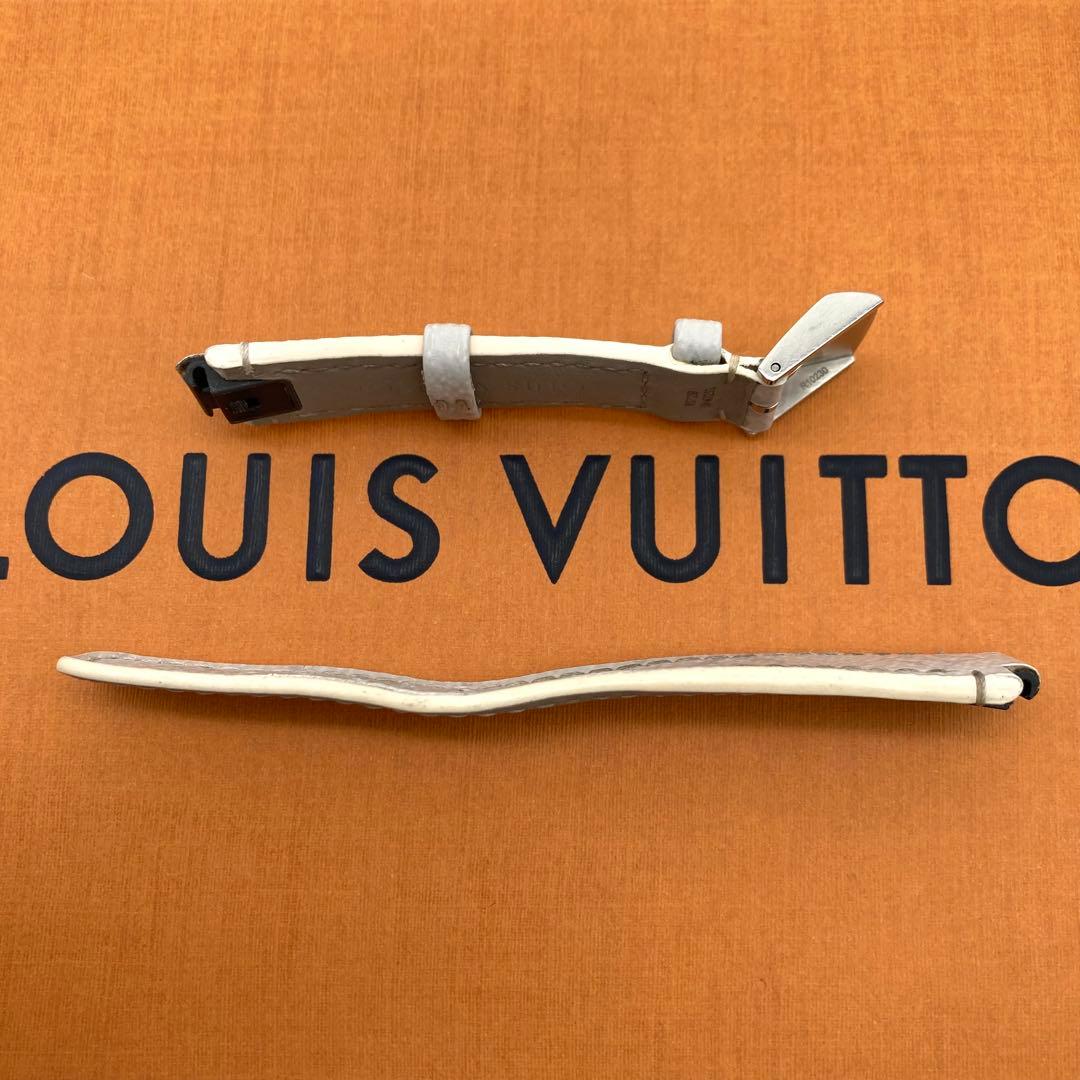 ルイヴィトン タンブール ベルト モノグラム ワンタッチ ホワイト グレー