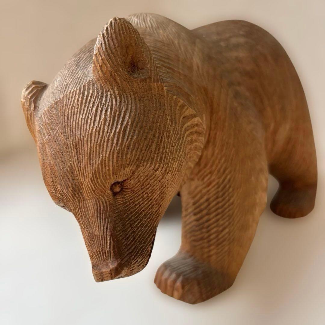 【希少品・2体セット】木彫　熊　座熊　台座付き　加藤貞夫　八雲