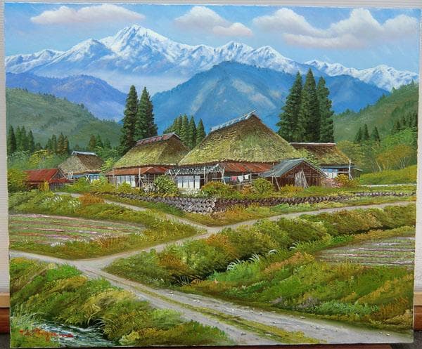 真作保証　北川照生　安曇野の山郷　F20