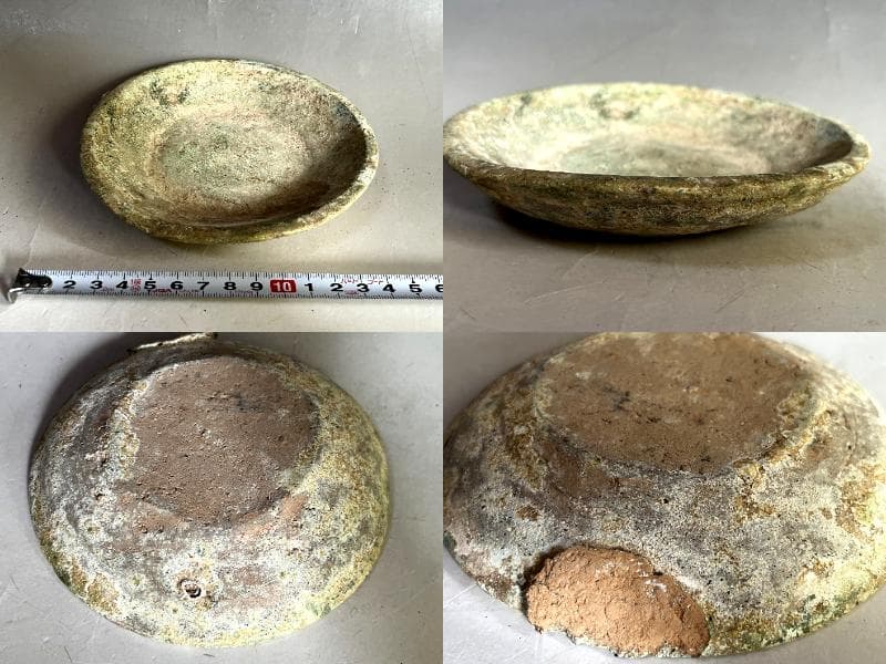 須恵器■古い時代物皿 土器 発掘皿 引っ付き痕 古玩 古美術 時代物 骨董品■