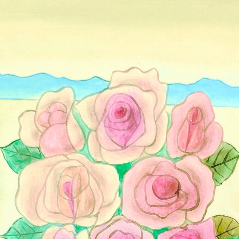 ☆ 今井ロジン ☆「 バラ 」油絵　SMサイズ　未使用額！