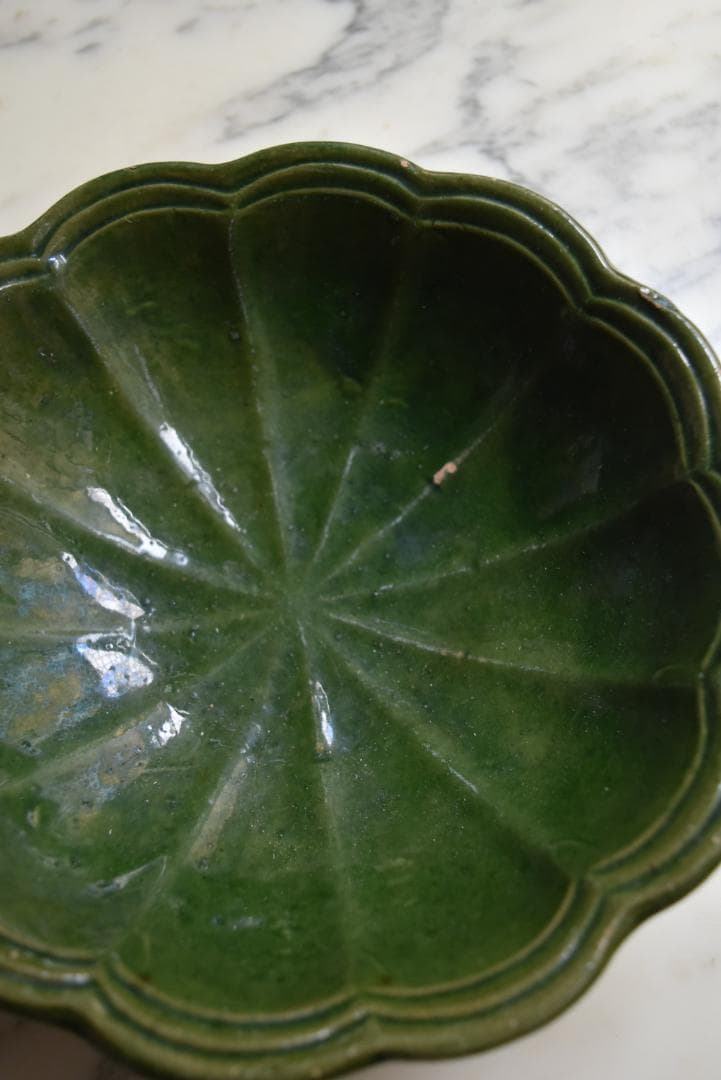 美品　眺めの良い輪花鉢　フランスアンティーク　西洋民藝　19世紀