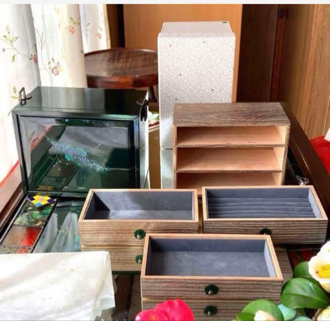 2172様感謝‼️JAPAN輪島螺鈿蒔絵「銀河-翠と紅」器局形宝石箱2点箱入