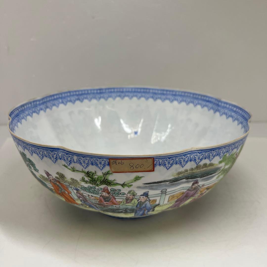 中国清時代　乾隆年製　白磁胎人物画　大鉢　27.2㎝　東さ7-0525④
