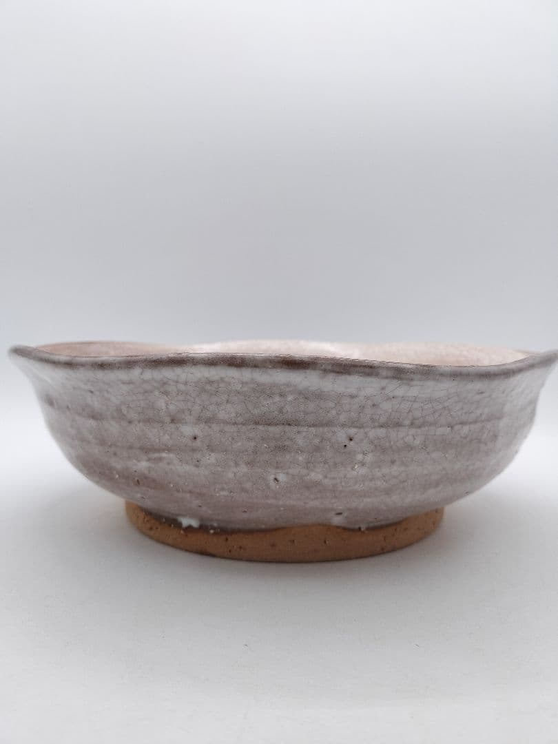 c669 菓子器 萩 六角刷毛目 岡田裕 木箱 茶道具 古物