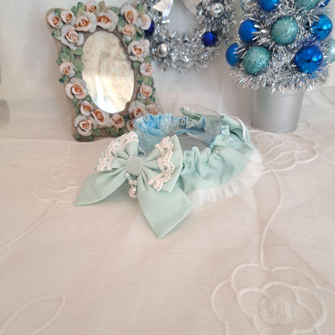 短毛シュシュ、スノーフレーク(淡ブルー)わんちゃん猫ちゃん用