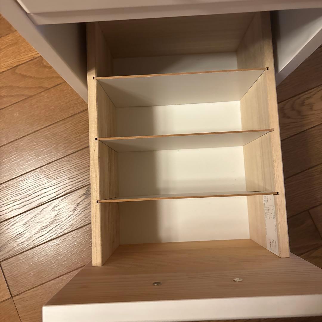 モモナチュラル　デスクワゴン　キャスター付き　ホワイト