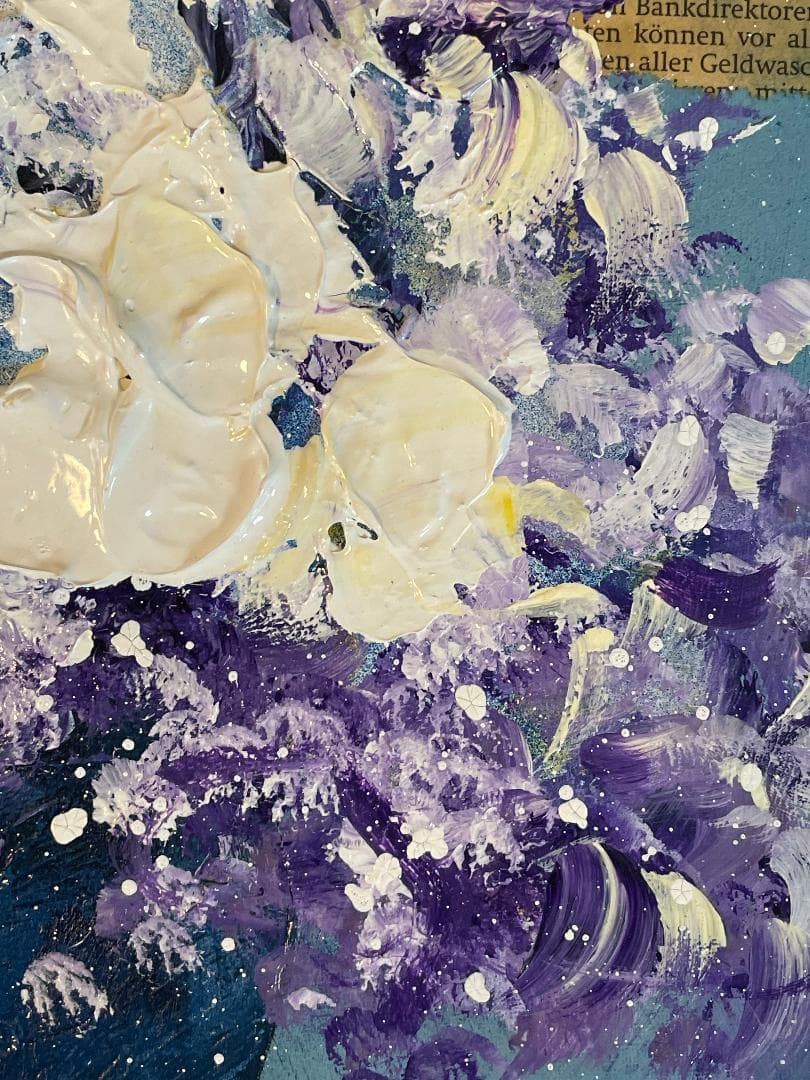 「真作」立川広己『パープルの花』静物画　油彩画　額装　サイン有り　F6号