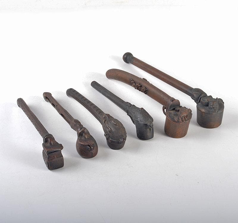 時代提げ物　書道具　古銅　矢立　6点　まとめて　M　R5246