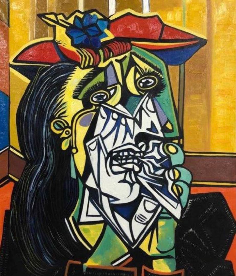 肉筆油絵☆F20号『泣く女』ピカソ/模写②