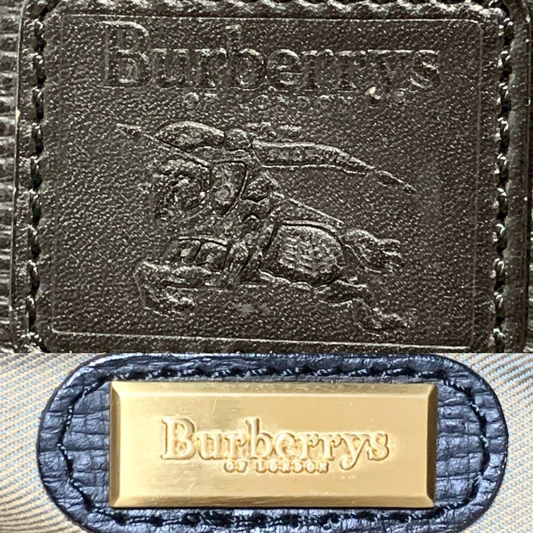 良品✨ バーバリー ヴィンテージチェック　ビジネスバッグ　シボ革　ブラック