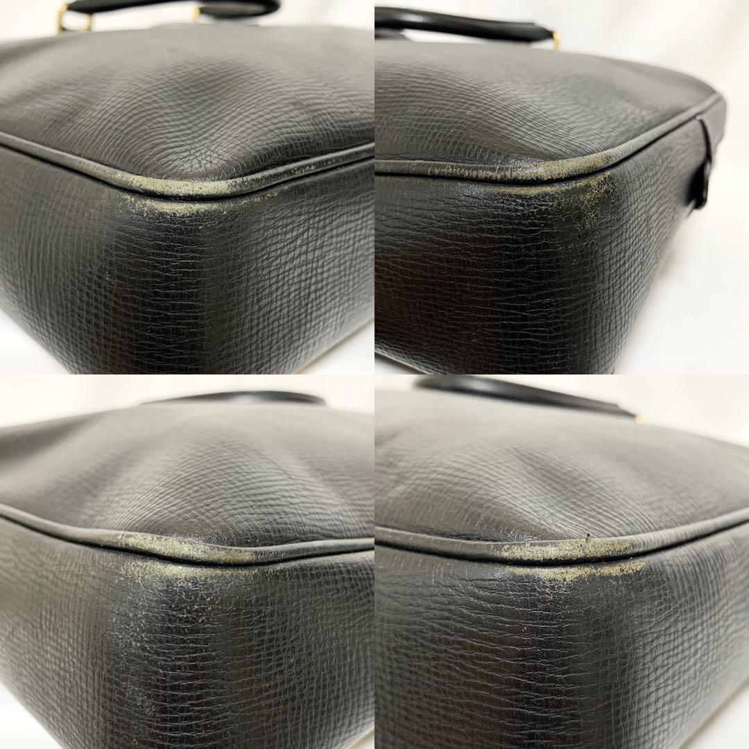 良品✨ バーバリー ヴィンテージチェック　ビジネスバッグ　シボ革　ブラック