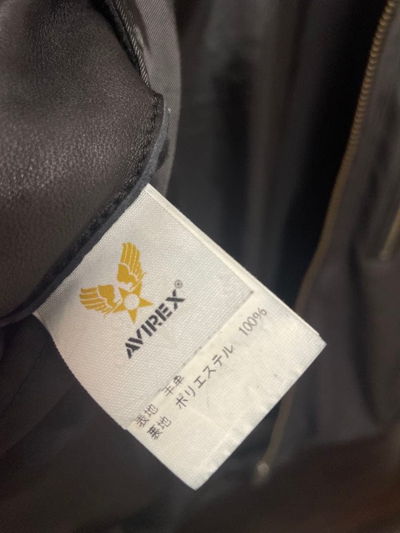 AVIREX ブラック シングルライダースジャケット L 6161063 羊革