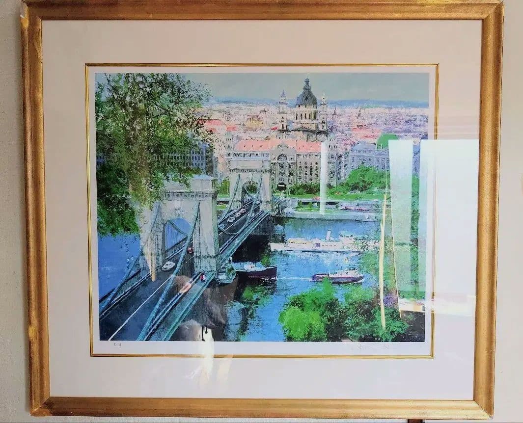 【特別価格、リトグラフ、真作】小田切訓『ドナウの橋』、サイン、エディション入り