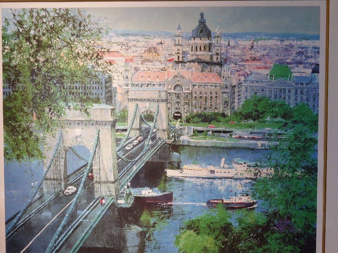 【特別価格、リトグラフ、真作】小田切訓『ドナウの橋』、サイン、エディション入り