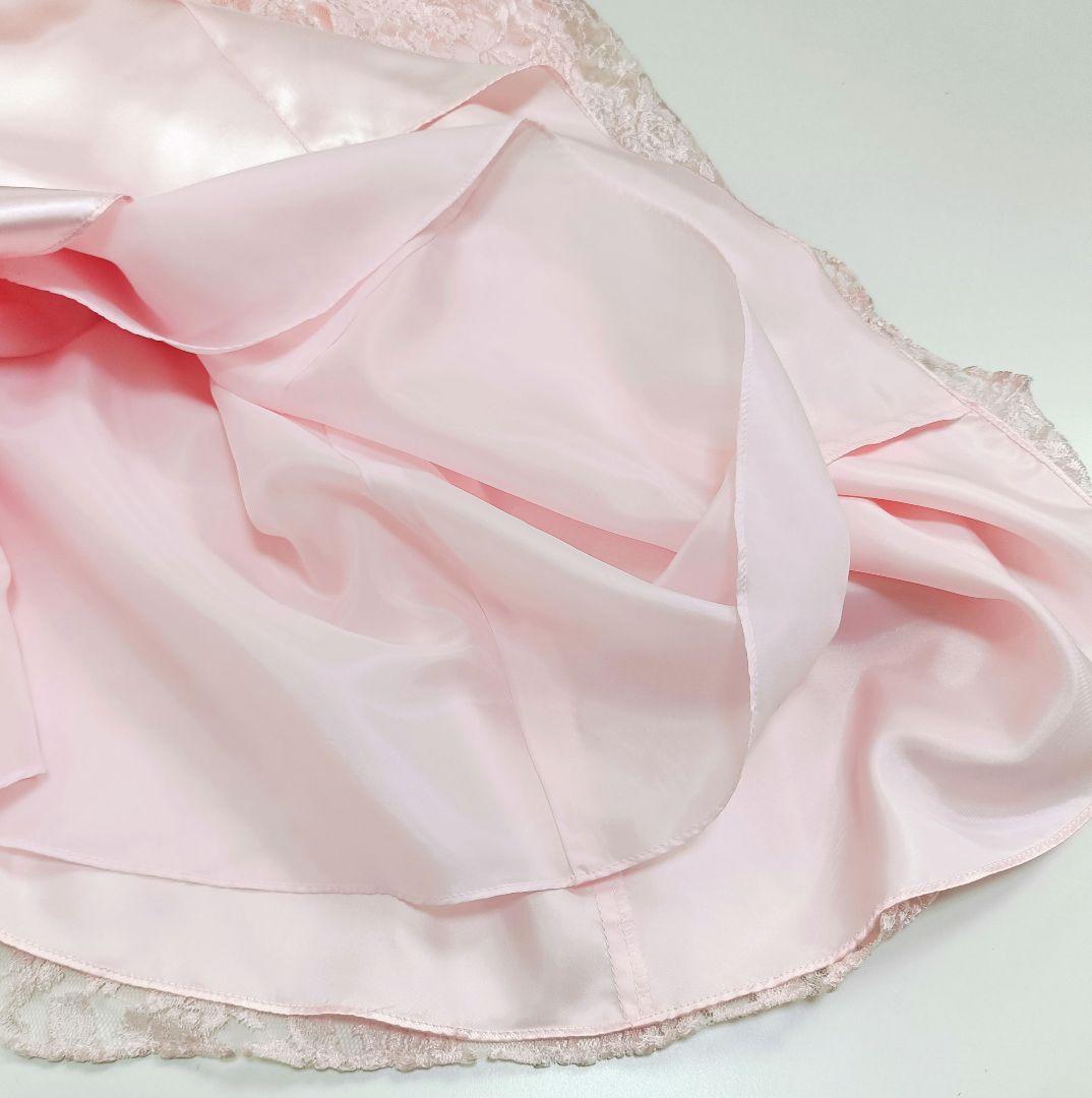 【美品】ジュネビビアン 総レース刺繍 ロングドレス イブニングドレス ピンク M