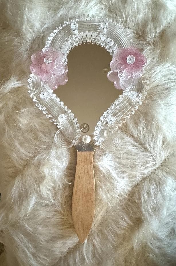 ムラーノガラス　＜Ｃ＞　パール　手鏡　ハンドミラー　ベネチアンガラス　イタリア