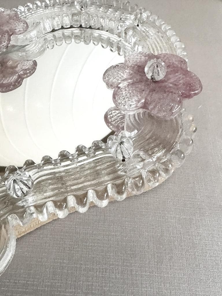 ムラーノガラス　＜Ｃ＞　パール　手鏡　ハンドミラー　ベネチアンガラス　イタリア