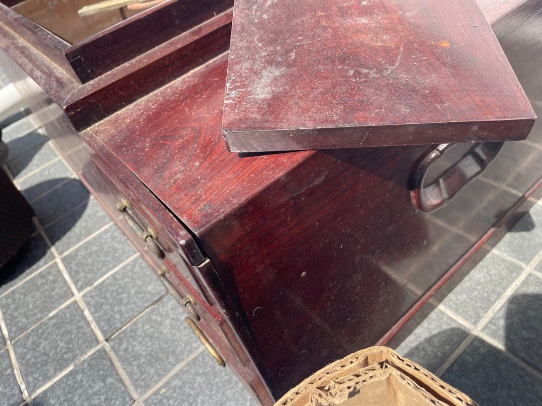 アンティーク　長火鉢　五徳　火箸　鉄瓶　古民具　灰付き　骨董　昭和レトロ　囲炉裏