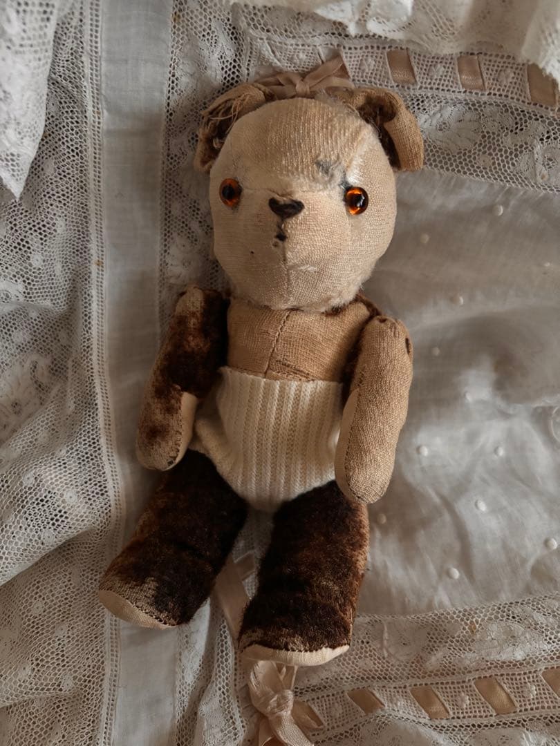 パンダベア　可愛いボロベアくん　ヘアロス　アンティークベア　ヴィンテージベア