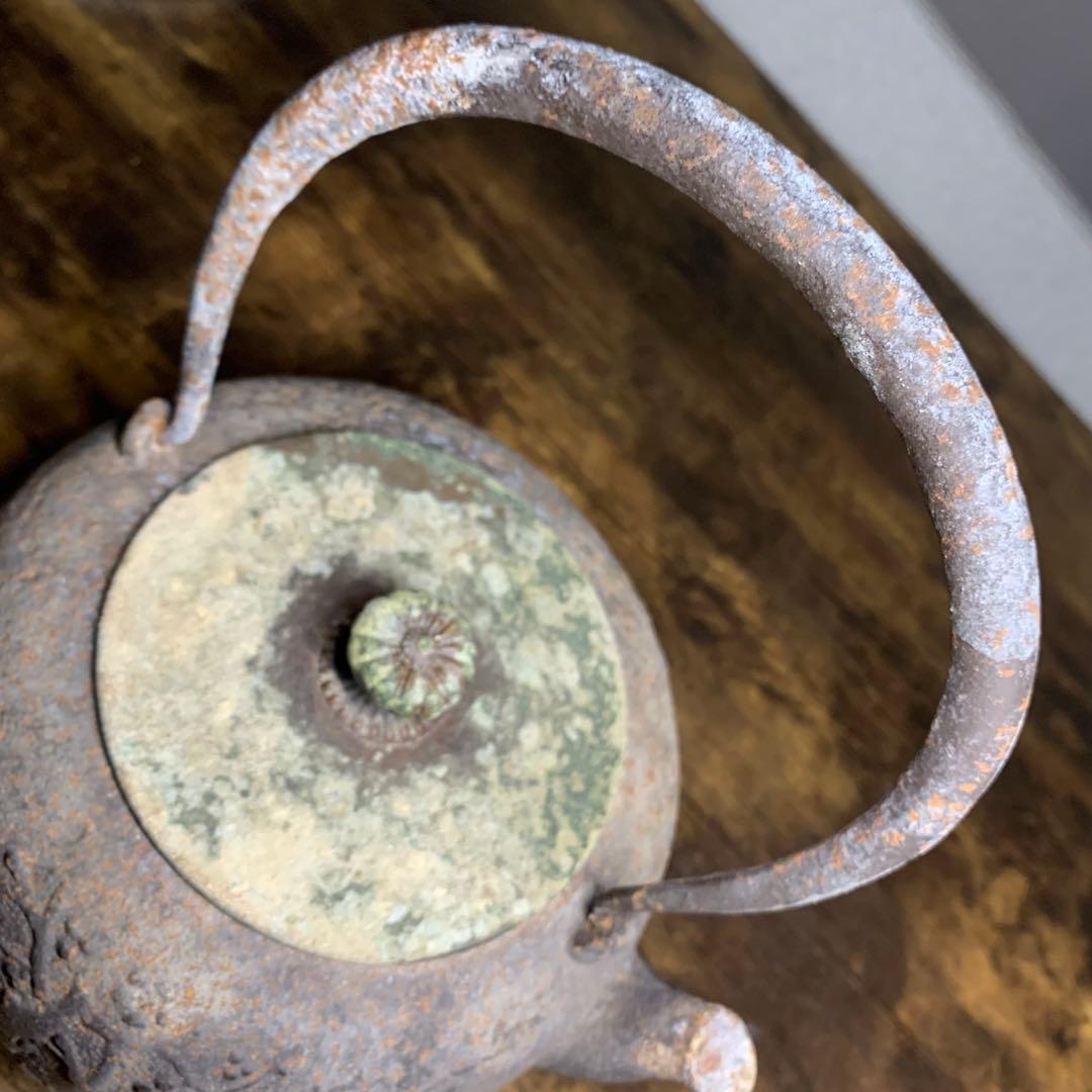 K777⭐︎かなり古い 南部鉄器 梅に鳥 花鳥象嵌 鉄瓶 在銘 江戸期