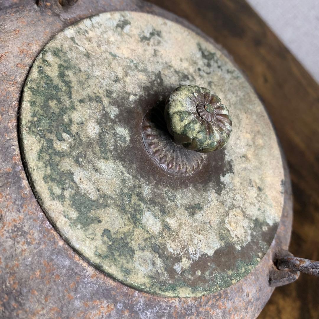 K777⭐︎かなり古い 南部鉄器 梅に鳥 花鳥象嵌 鉄瓶 在銘 江戸期