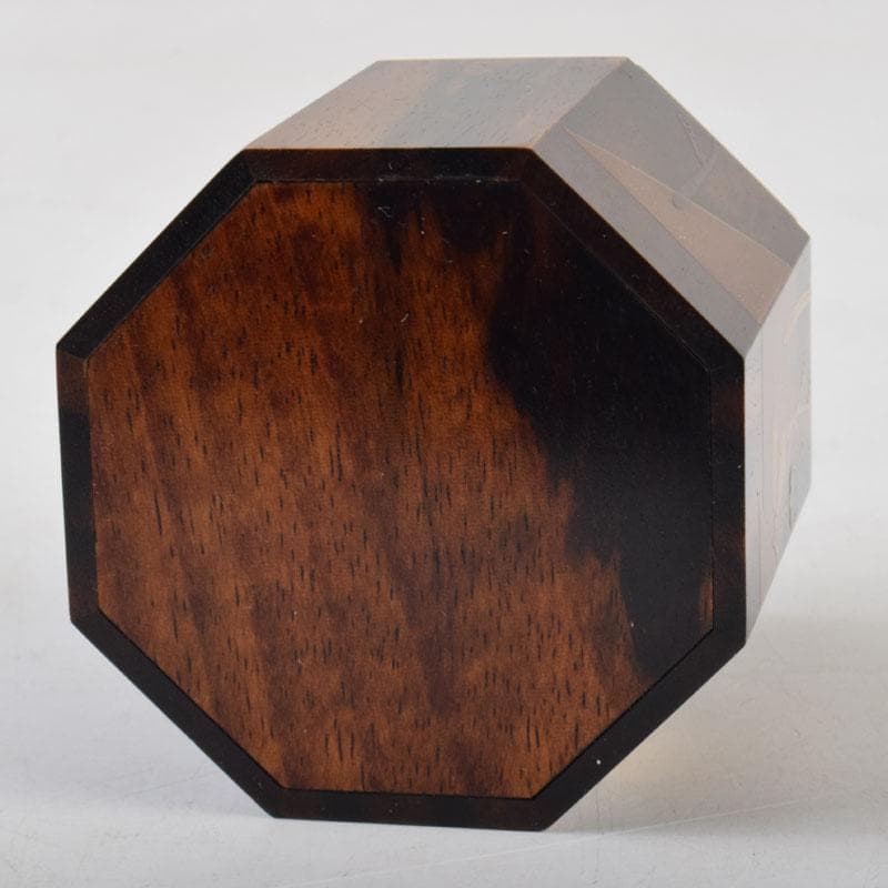 はな　茶道具　山下泰園作　黒柿製　早蕨蒔絵　八角茶器　共箱　V　8560