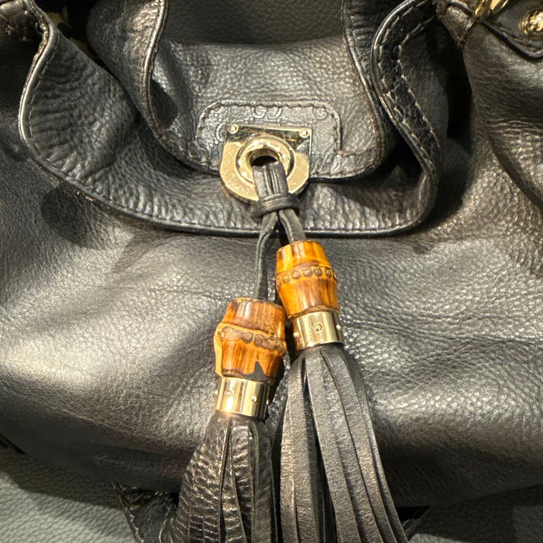 GUCCIバンブーインディタッセル 2WAY ショルダーバッグ ブラック