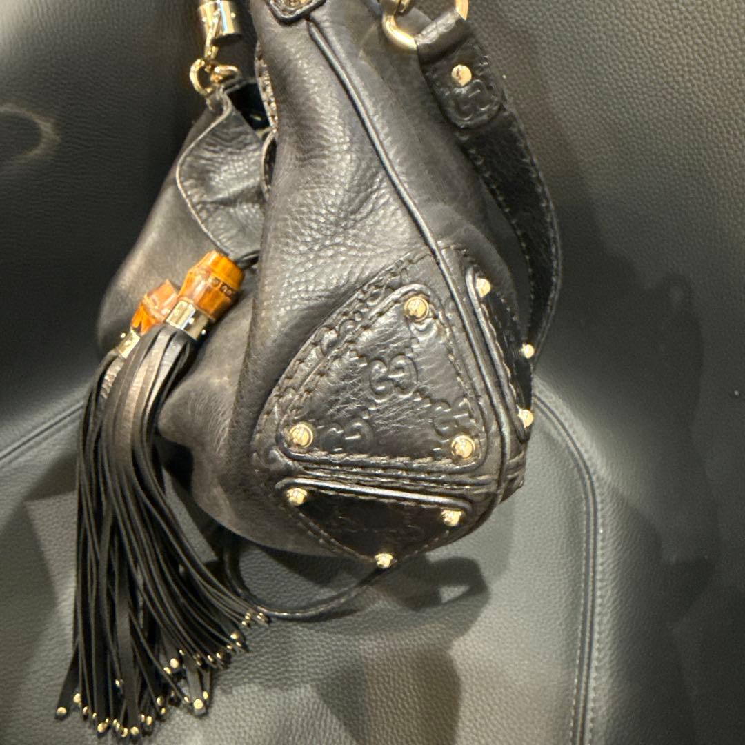 GUCCIバンブーインディタッセル 2WAY ショルダーバッグ ブラック