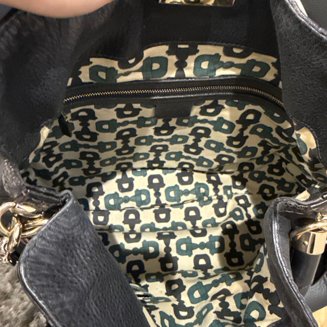 GUCCIバンブーインディタッセル 2WAY ショルダーバッグ ブラック