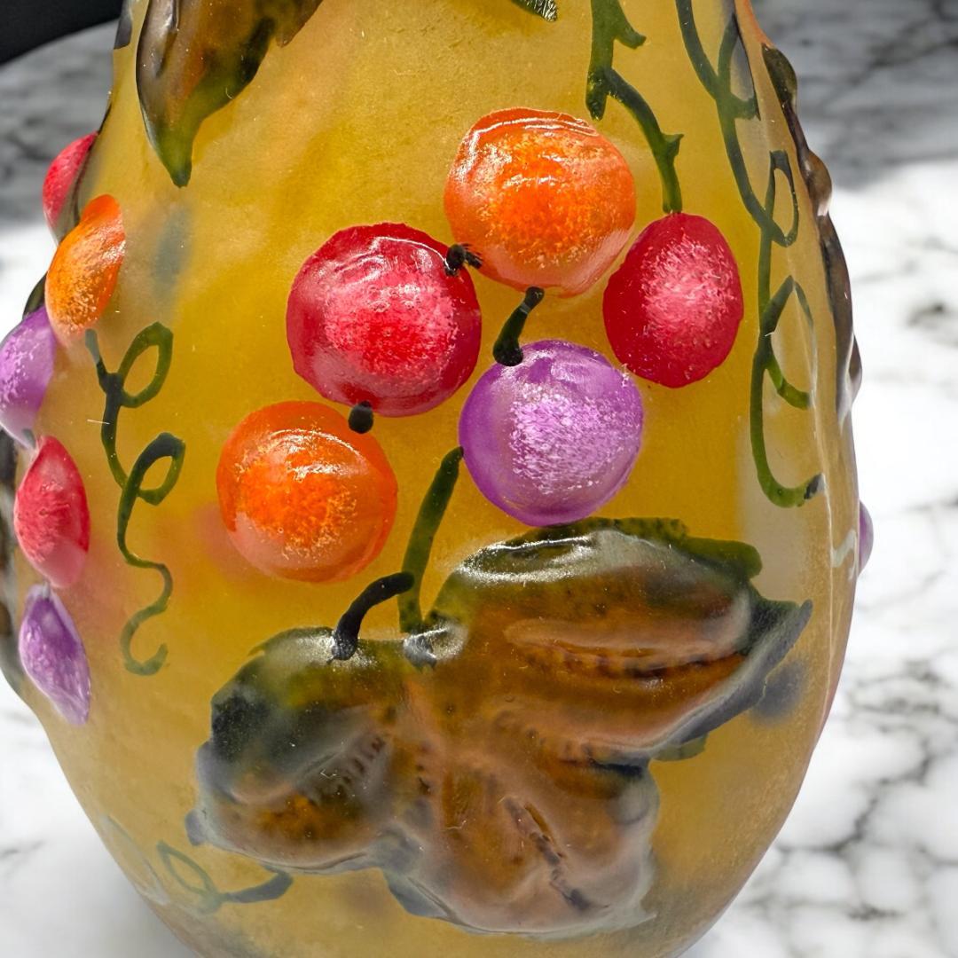 【証明書付】　ドームナンシー 花瓶 エナメル彩 アンティーク　スフレ技法