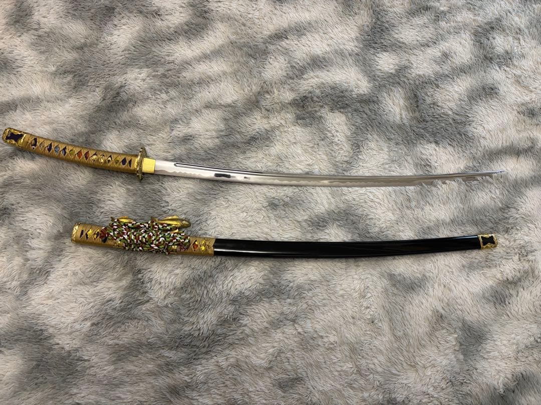 吉祥登竜門陣太刀 【美品】観賞用 模造刀 日本刀 鯉 スタンドセット 掛け台付き