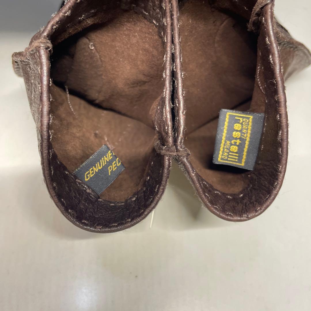 未使用 ペッカリー RESTELLI サイズ8 ダークブラウン色　ライニング無し