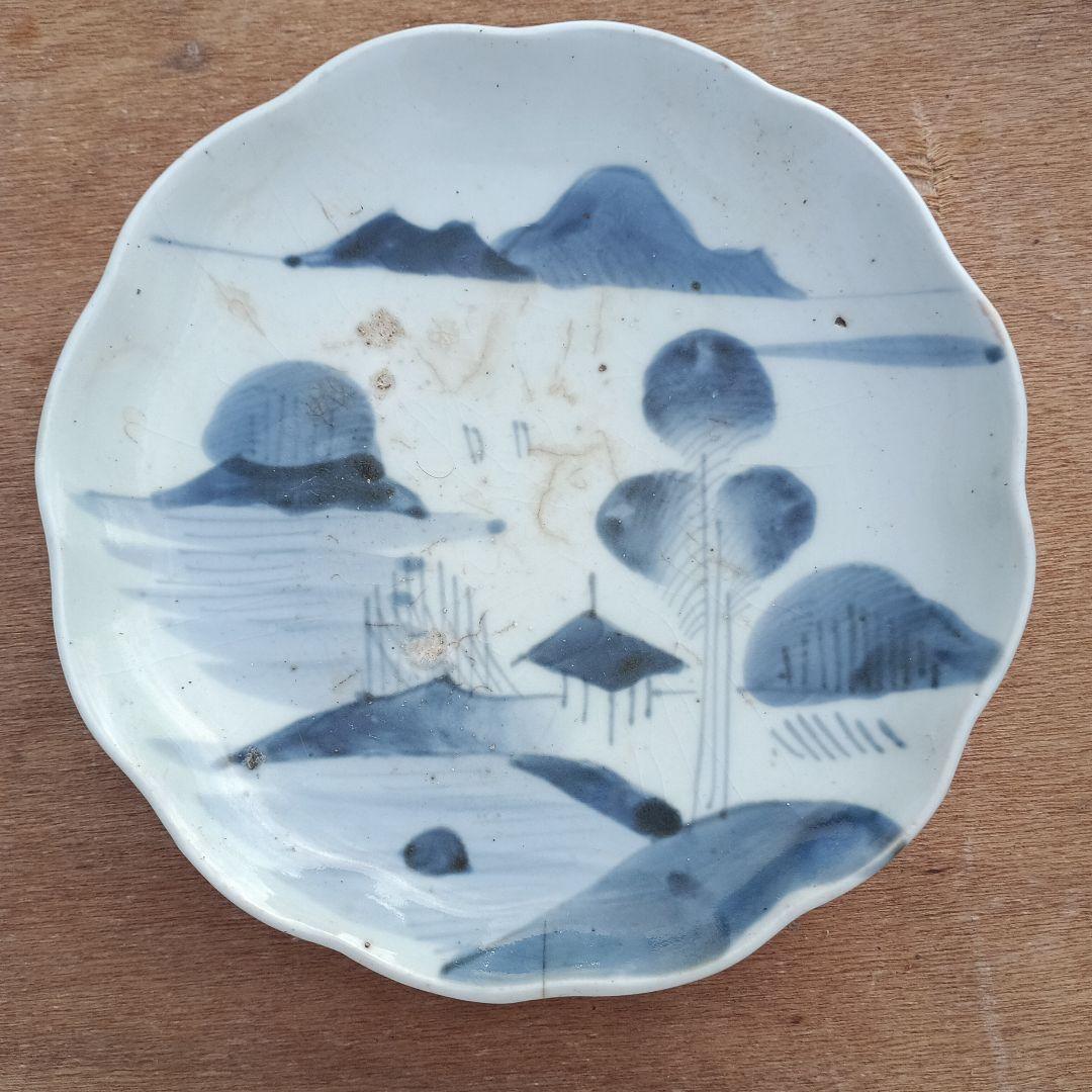 4076)古伊万里　染付皿　1枚　20cm