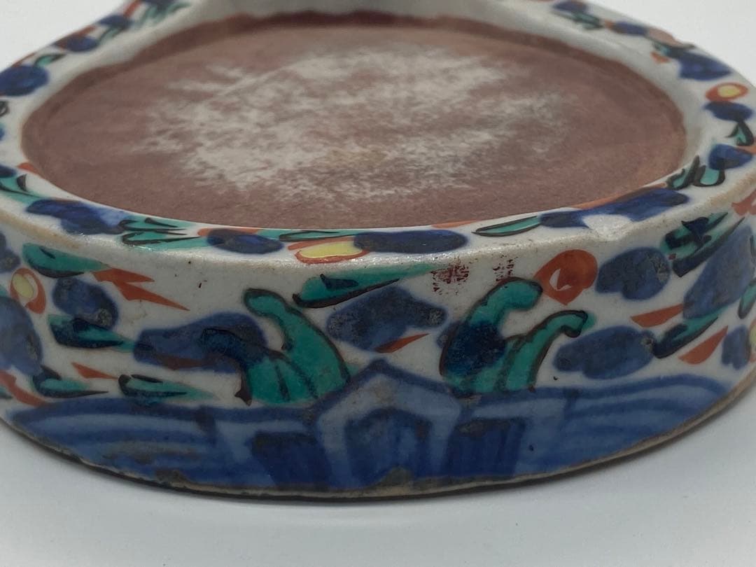 大明万暦年製　呉須　龍鳳紋陶硯　送料込み1222