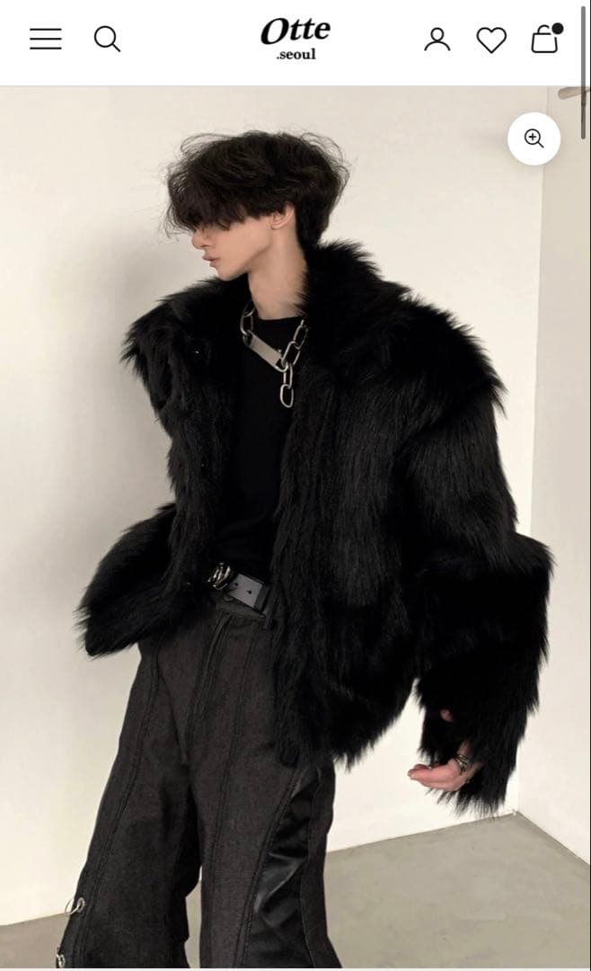 Otte ファーショートジャケット Lサイズ ブラック 韓国ファッション