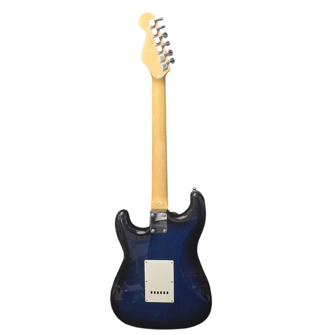 ブルーPhoto genic エレキギター ブラック　ストライトキャスタータイプ