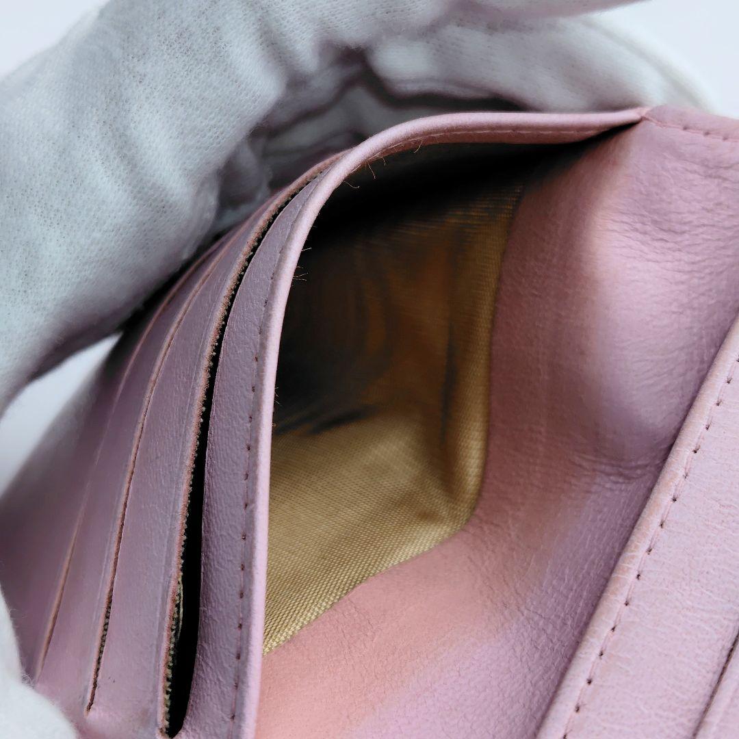 シャネル　キャビアスキン　ココマーク　三つ折り財布　ピンク