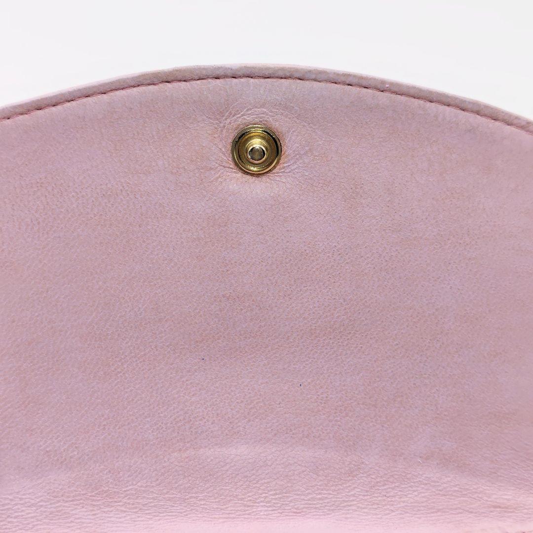 シャネル　キャビアスキン　ココマーク　三つ折り財布　ピンク