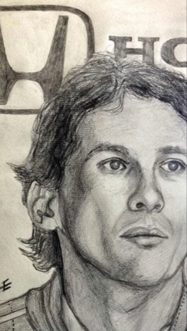 Honda F1黄金期をつくった音速の貴公子、アイルトン・セナ追悼鉛筆デッサン