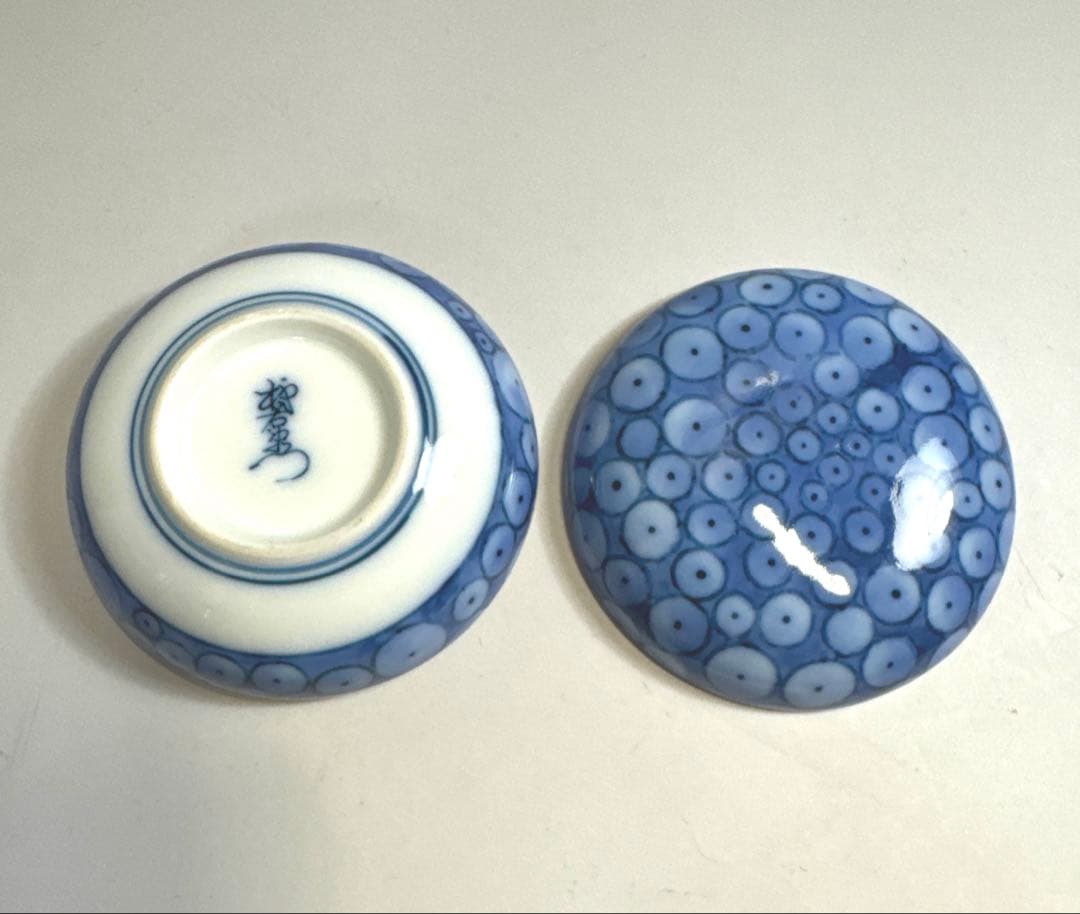 た*る様 茶道具 十三代 酒井田柿右衛門 古代染付 水玉文様 香合