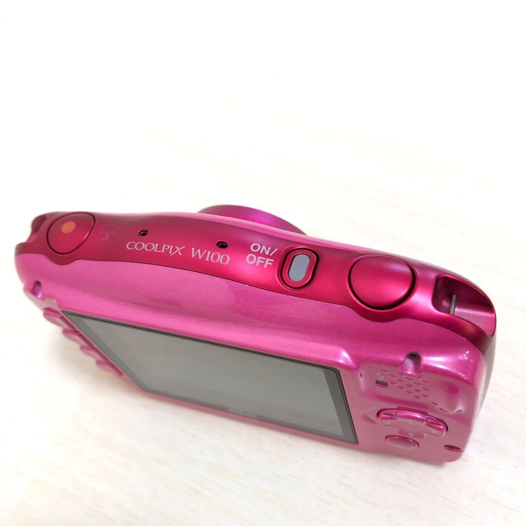 【美品】Nikon ニコン　COOLPIX W100 防水　ピンク　SDカード付